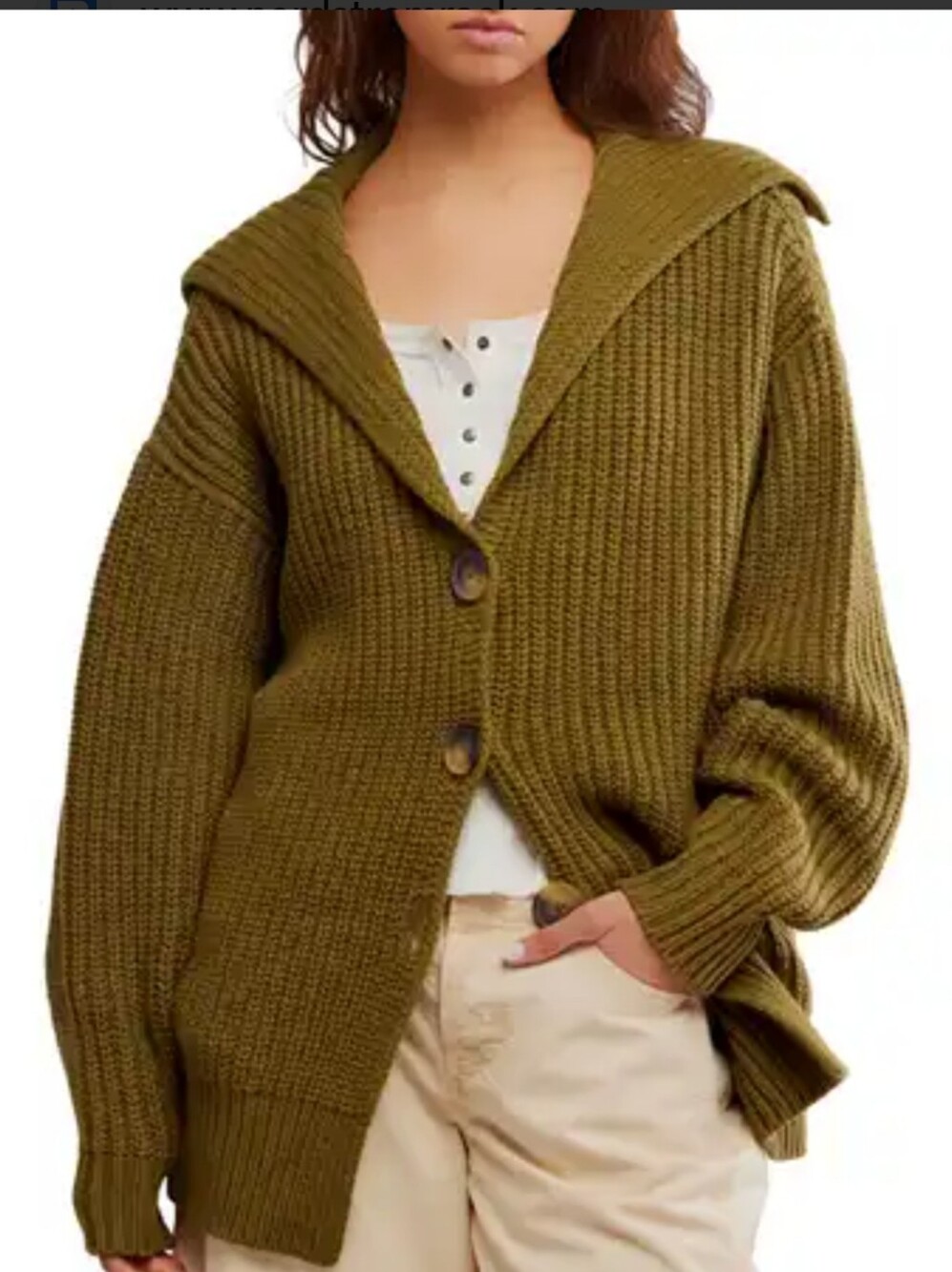 FREE PEOPLE SWIM TOO DEEP CARDIGAN IN OREGANO /SIZE: MEDIUM